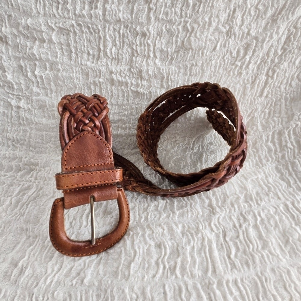 Brown Genuine Leather Braided Boho Fairy Western Festival Woven Belt Size M 35" - Picture 8 of 9